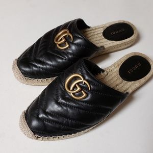 Gucci Black Leather Espadrilles